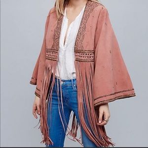 Free people Leather gorgeous fringe jacket